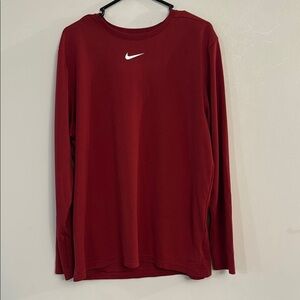 Nike Red Long Sleeve Athletic Tee